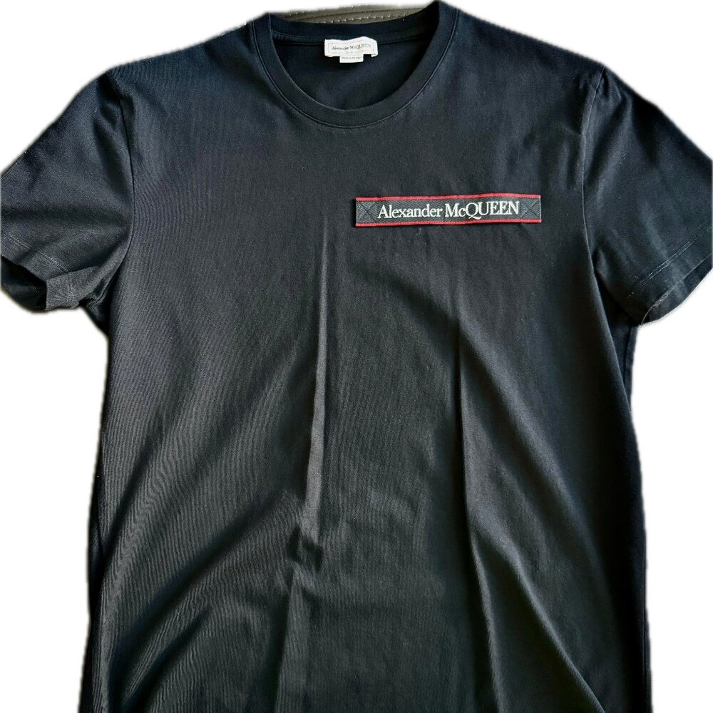 Alexander McQueen Black T-Shirt Men’s Size Medium | Logo Patch Tee | Authentic